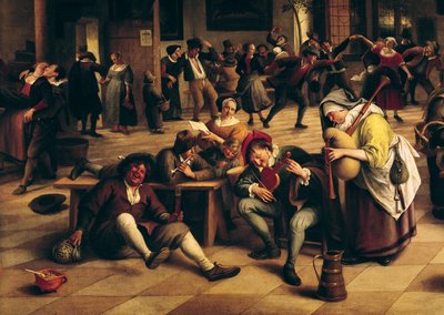 在一个旅馆盛宴，中央集团的细节，1674年（另见19042） 作者 Jan Havickszoon Steen