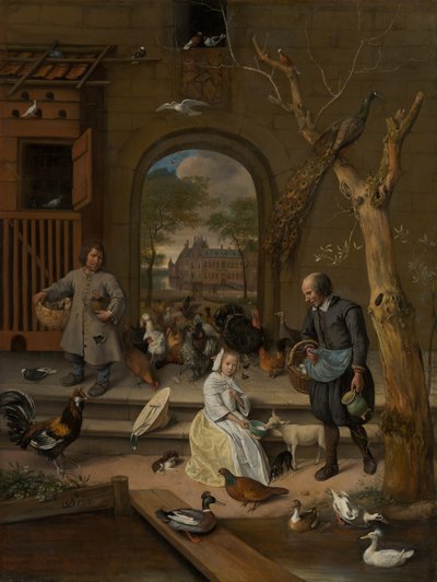 Jacoba Maria van Wassenaer（1654-1683）的肖像，被称为The Poultry Yard，1660 作者 扬·哈维克斯佐恩·斯汀