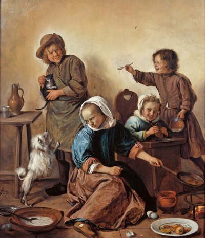 儿童餐，约1665年。 作者 扬·哈维克斯佐恩·斯汀