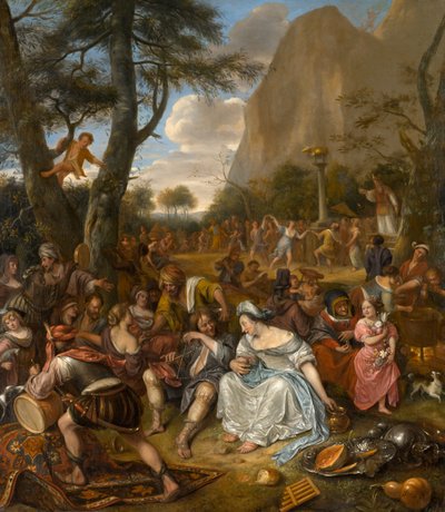 金牛犊的崇拜，c.1672-1675 作者 Jan Havickszoon Steen