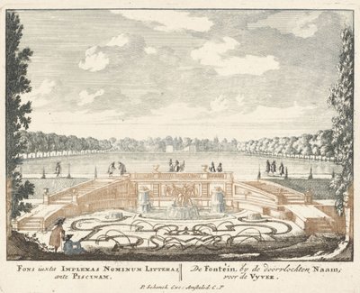 喷泉和大池塘在Het厕所宫殿庭院里，1694-97 作者 Jan I van Call