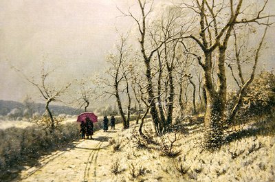 冬天的雪天，路上的人物（布面油画） 作者 扬·雅各布·洛德维克的《十个凯特》
