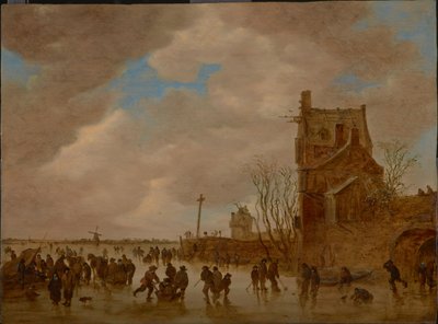 桥塔前的冰雪之乐，1655年 作者 Jan Josefsz Goyen van