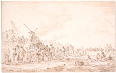 有搁浅鲸鱼的海岸景观 作者 Jan Josefsz van Goyen