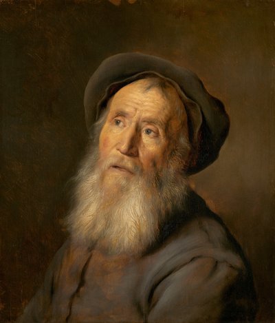 戴贝雷帽的大胡子男人，约1630年。 作者 扬·利文斯（Jan Lievens）