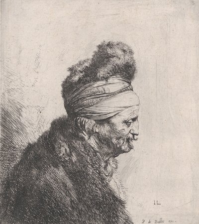 戴毛皮帽的老人半身像，约1631年。 作者 扬·利文斯（Jan Lievens）