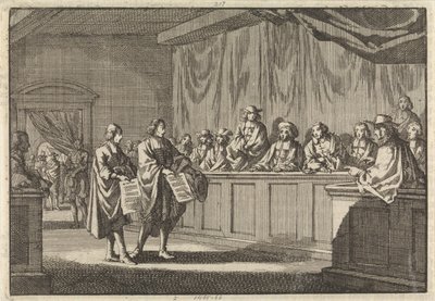 1683 年 6 月 3 日，改革宗传教士吉利和库迪尔在索尔日举行的宗教会议上宣读了一份声明，表示他们将皈依天主教会 作者 Jan Luyken