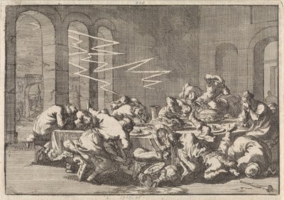 1676 年，波兰佩尔日恩村，23 人在洗礼餐会上遭雷击身亡 作者 彼得·范德阿 (I)