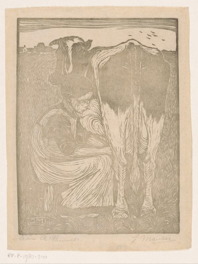 女牛仔 作者 扬·曼克斯（艺术家签名）