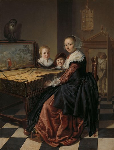 演奏维金纳琴的女人 作者 Pieter Codde（拒绝归因）