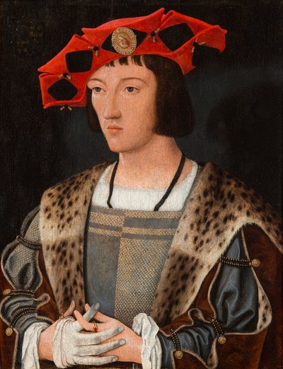戴手套的男子肖像，c.1520（面板油画） 作者 扬·莫斯塔特（Jan Mostaert）