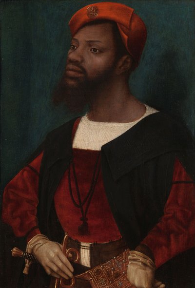 非洲人的画像，c。 1525-30（面板上的油） 作者 扬·莫斯塔特（Jan Mostaert）