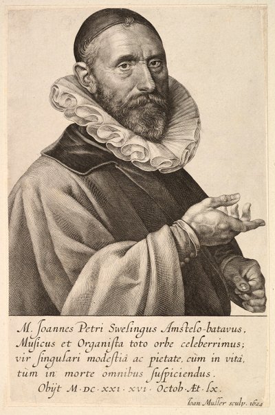 Jans Pietersz Sweelinck的画像，出版。1624. 作者 简·穆勒
