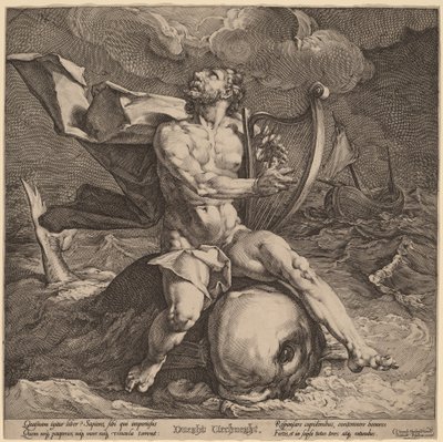 海豚上的阿里翁 作者 Jan Muller，在 Cornelis Cornelisz van Haarlem 之后