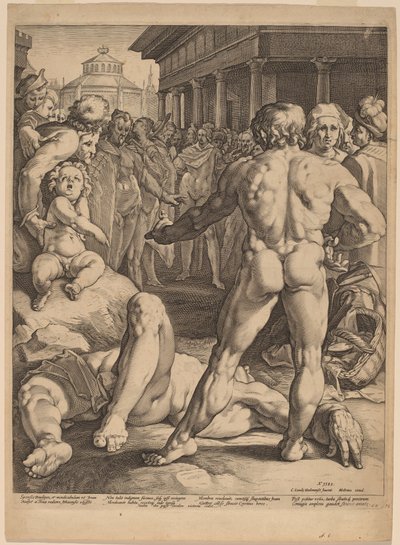 尤利西斯和伊鲁斯之间的斗争 作者 Jan Muller，在 Cornelis Cornelisz van Haarlem 之后