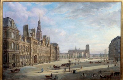 1868 年的巴黎市政厅。Jan Ostoga De Miodoucheski (Mioduzsewski) (1831 -? ) 的绘画。 布面油画。 尺寸：0.78 x 1.17m。 巴黎，卡纳瓦莱博物馆 - 1868 年的巴黎市政厅。扬·奥斯托加 (Jan Ostoga) 的绘画，Miodoucheski (Mioduzsewski) (1831-?)。 氧 作者 扬·奥斯托亚·米奥杜塞夫斯基（Jan Ostoja Mioduszewski）