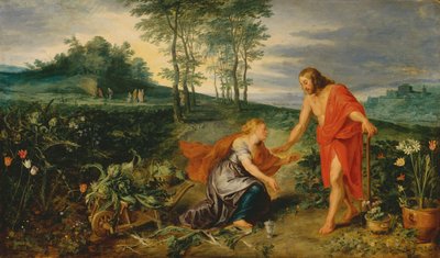 复活节早晨基督向抹大拉的马利亚显现（Noli me tangere），约 1626 年（木板油画） 作者 扬和鲁本斯 PP (1577-1640) 勃鲁盖尔