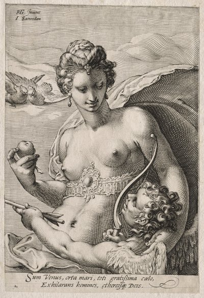 金星和丘比特c。 1595。 作者 扬·萨恩雷丹（Jan Saenredam）