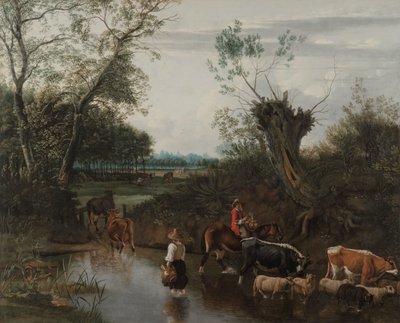 穿越河流的农民，c。 1670。 作者 扬·西伯雷兹（Jan Siberechts）