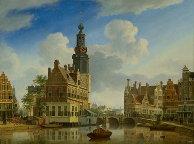从辛格（Singel）看的塔塔（Munt Tower），1751年 作者 一月十竞争