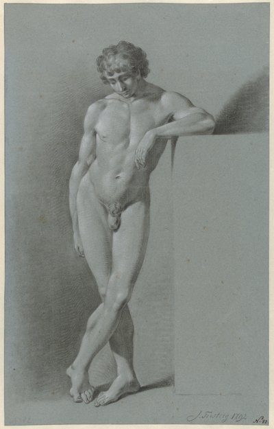男性裸体站立，双腿交叉 作者 Jan Tersteeg
