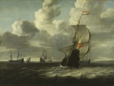 海景[战争之人出发]，c。 1660（布面油画） 作者 Jan Theunisz。布兰克霍夫