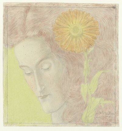 女性头顶红发和菊花 作者 扬·图洛普