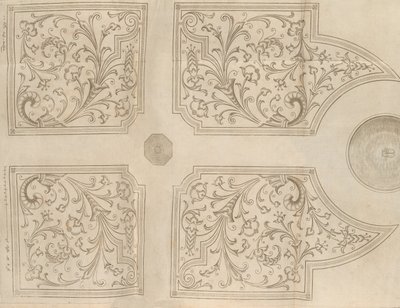 娱乐花园的喷泉和四个方形花坛的设计，1651年 作者 扬·范·德·韦尔德