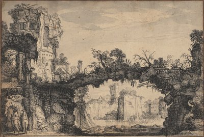 有废墟的风景（正面）；妇女和动物的头像（背面） 作者 扬·范·德·韦尔德