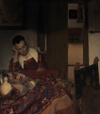 睡觉的女仆》，约1656-57年。 作者 约翰·维米尔