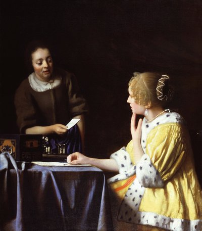 夫人与她的女仆拿着一封信 作者 Jan Vermeer van Delft