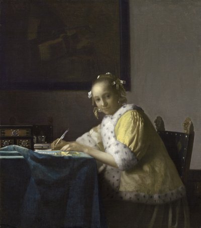 一位女士写信，1665-1670年 作者 扬·维米尔·范·代尔夫特