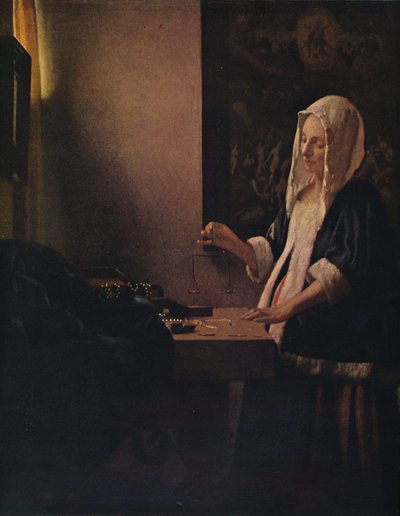 女人保持平衡，c1664 作者 扬·维米尔·范·代尔夫特