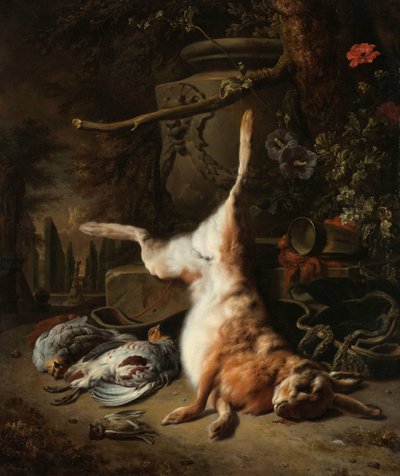 与野兔和其他猎物的静物
野兔和其他狩猎战利品静物 作者 Jan Baptist Weenix
