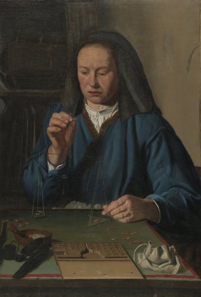 女子称金，约1630年 作者 扬·沃特兹（Jan Woutersz）。