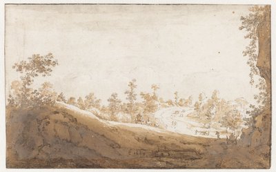 布鲁塞尔郊外有推车的丘陵景观 作者 扬·德·比绍普（Jan de Bisschop）