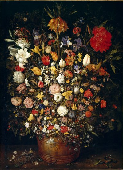 长老扬·勃鲁盖尔（Jan Brueghel）绘画的大花束，称天鹅绒的勃鲁盖尔（Bruegel 或 Brueghel 作者 简·布鲁格尔·扬