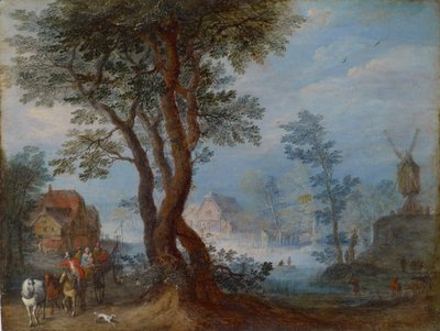 与图的村庄风景，c.1603 作者 简·布鲁格尔·扬