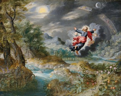 上帝创造穹苍中的太阳，月亮和星星，约1650年 作者 Jan Brueghel the Younger