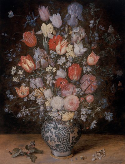 木盆中的花朵静物画 作者 扬·布鲁格（Jan the Younger Brueghel）