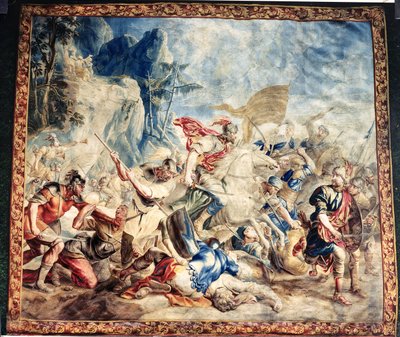 以色列人和亚米利克人之战，出自 Frans 和 Pieter van der Borcht 的工作室（丝绸挂毯） 作者 扬·范（之后）奥利