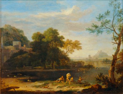 Paysage avec baigneurs - Landscape with bathers ... 作者 Jan van（Huysum 的追随者）