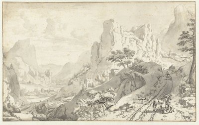 山景与路上的旅行者 作者 扬·范·阿肯