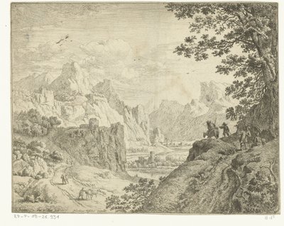 与旅客的河流景观 莱茵河风景（系列名） 作者 赫尔曼·萨夫特利文