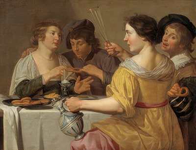 椒盐脆饼的食者。 1630-40 作者 扬·范·比耶勒特（Jan van Bijlert）