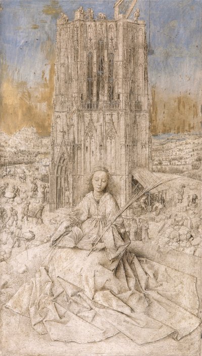 圣芭芭拉，约 1427 年（油画板） 作者 扬·范·埃克