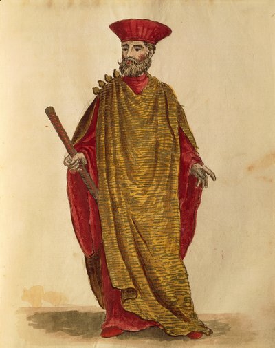 威尼斯共和国海军上校，由Jan van Grevenbroeck或Giovanni Grevembroch（1731-1807）创作，Gli Abiti de Veneziani，出自服装图鉴，水彩画 作者 扬·范·格雷文布罗克