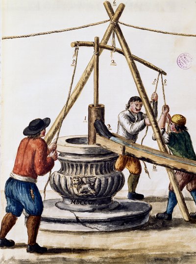 挖井，《威尼斯服装图鉴》中的插图，由Jan Grevenbroeck（1731-1807）绘制，水彩画，意大利 作者 扬·范·格雷文布罗克