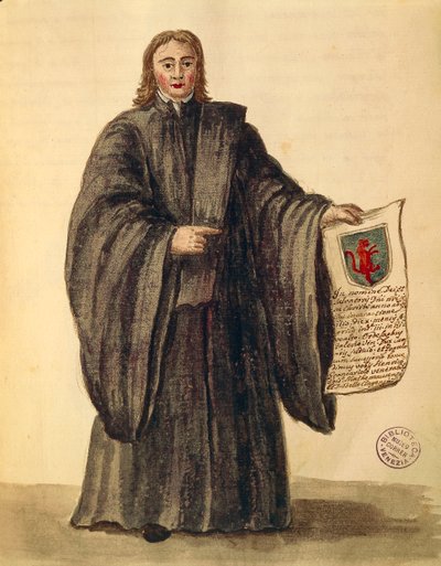 基奥贾市的大法官，由Jan van Grevenbroeck或Giovanni Grevembroch（1731-1807）创作，Gli Abiti de Veneziani，来自服装图鉴，水彩。 作者 扬·范·格雷文布罗克