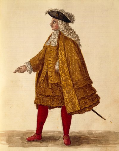 骑士长袍，由扬-范-格雷文布洛克或乔瓦尼-格雷文布洛克（1731-1807）创作，《威尼斯的阿比蒂》，来自服装图鉴，水彩。 作者 扬·范·格雷文布罗克